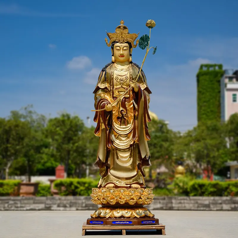 180CM纯铜镀金西方三圣立像