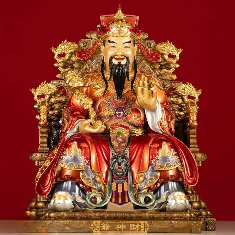 珐琅龙椅铜财神坐