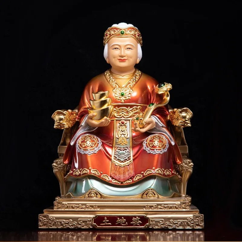 豪华鎏金彩绘福德娘娘涂地宝雕像