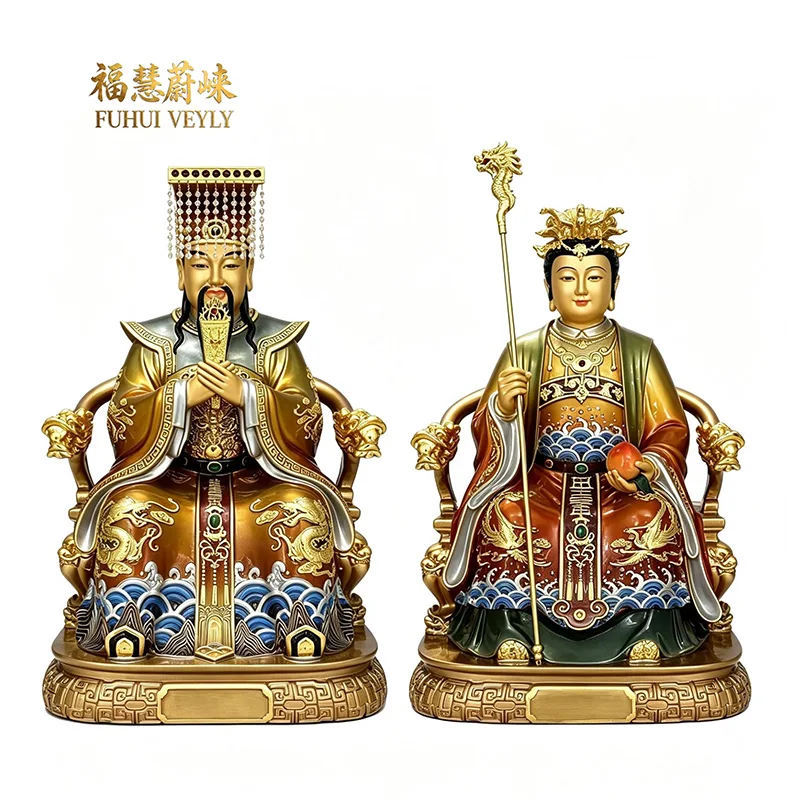 彩金箔玉皇王母雕像