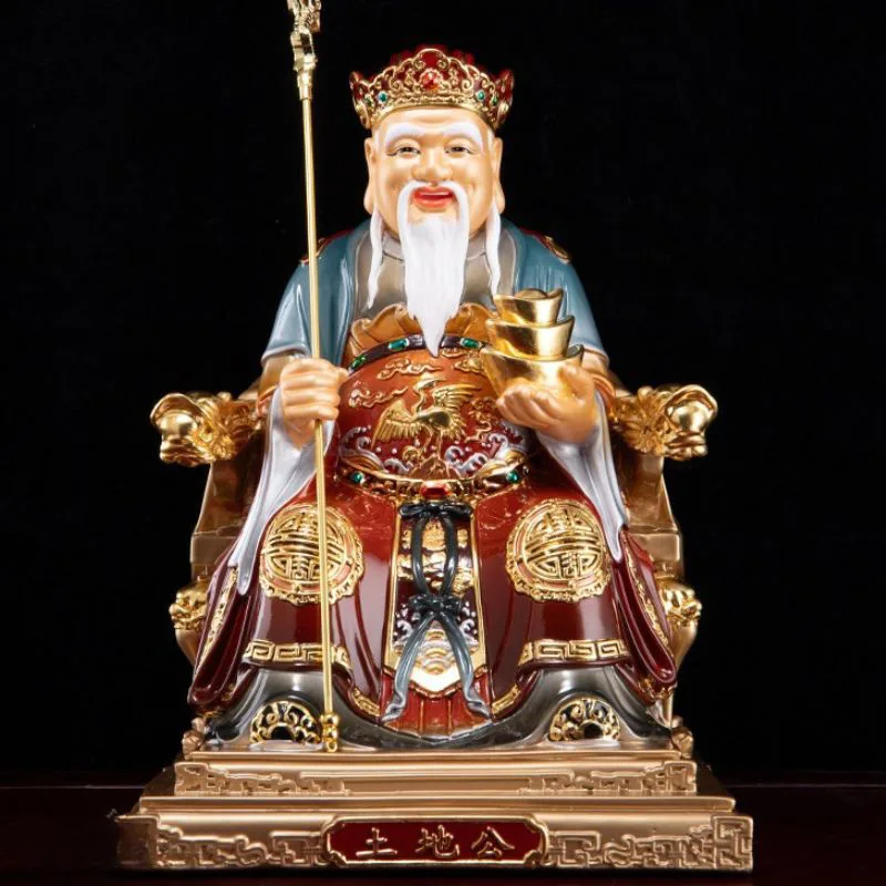 精制黄铜御杖福德正神像